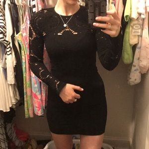 NWOT Black lace body con dress